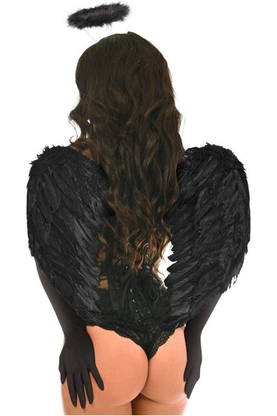 Top Drawer 4 PC Black Lace Dark Angel Corset Costume - Daisy Corsets