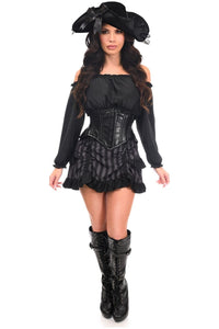 Top Drawer 4 PC Black/Grey Striped Premium Pirate Corset Costume - Daisy Corsets