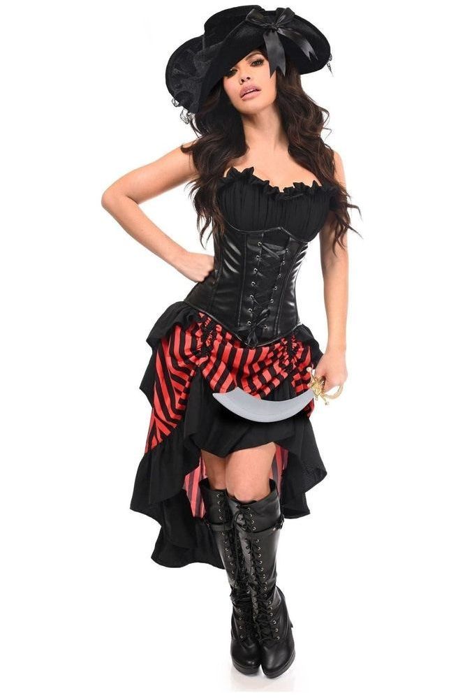 Top Drawer 4 PC Black/Red Premium Pirate Corset Costume - Daisy Corsets