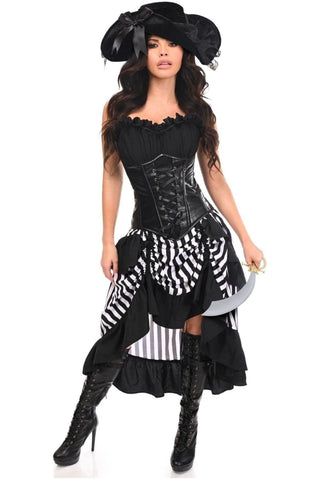 Top Drawer 4 PC Black/White Premium Pirate Corset Costume - Daisy Corsets