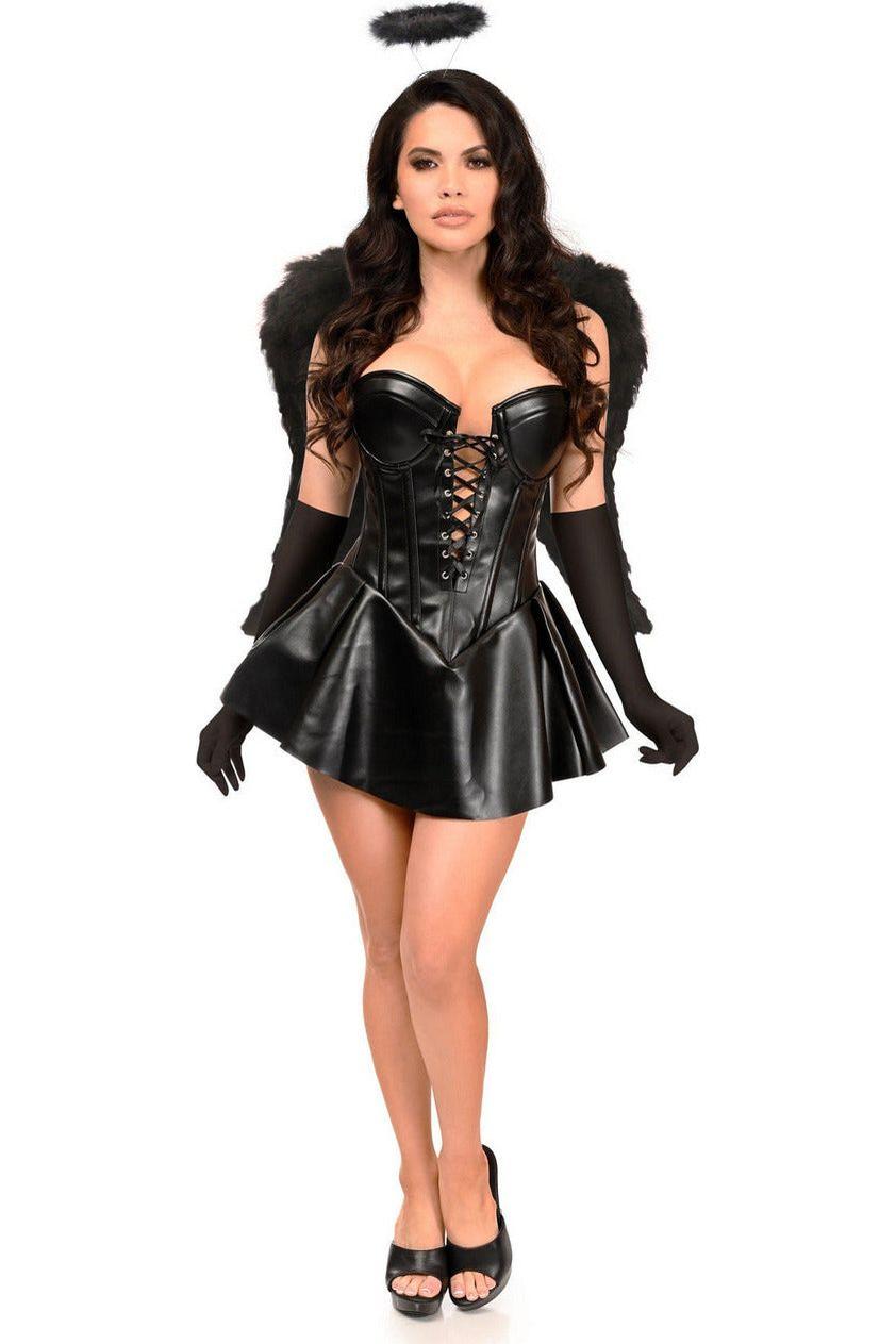 Top Drawer 4 PC Faux Leather Dark Angel Corset Dress Costume - Daisy Corsets