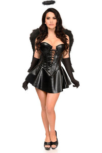 Top Drawer 4 PC Faux Leather Dark Angel Corset Dress Costume - Daisy Corsets