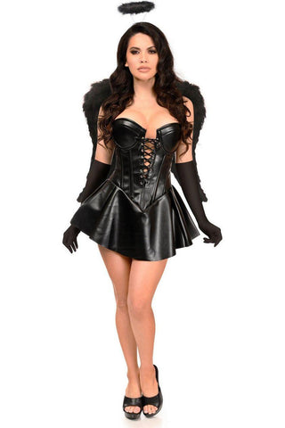 Top Drawer 4 PC Faux Leather Dark Angel Corset Dress Costume - Daisy Corsets