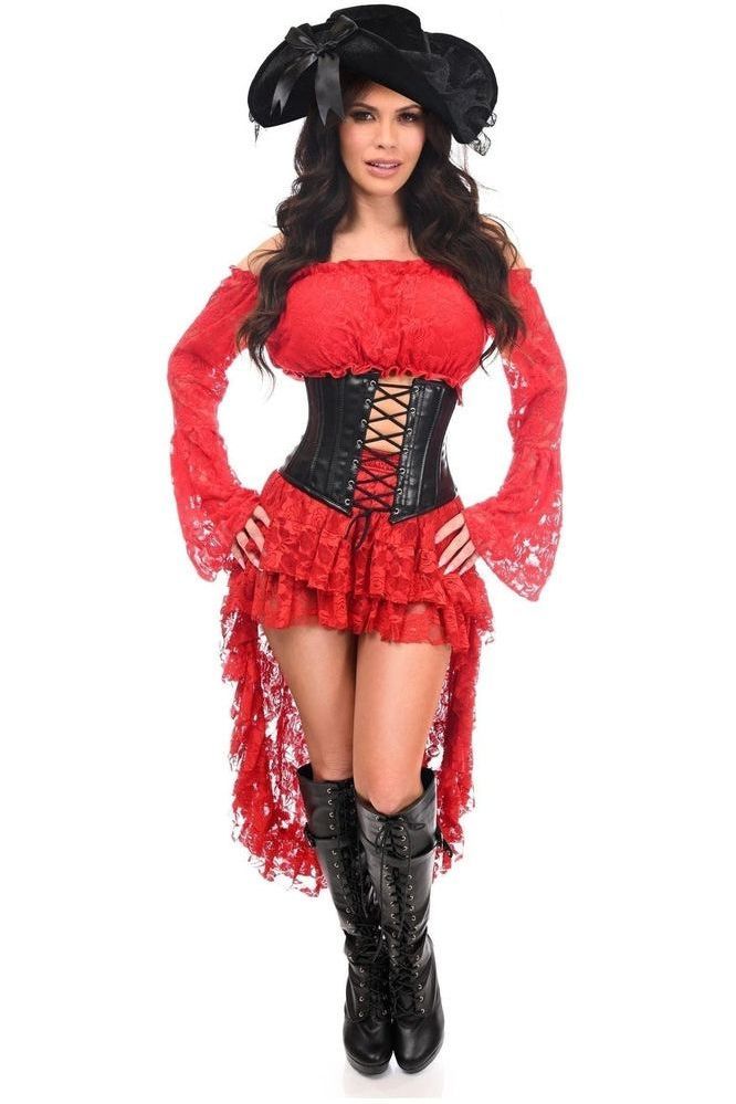 Lavish 4 PC Red Lace Witch Corset Costume