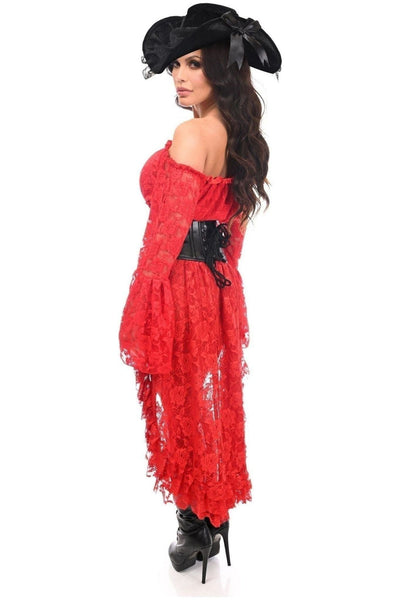 Top Drawer 4 PC Red Premium Pirate Corset Costume - Daisy Corsets