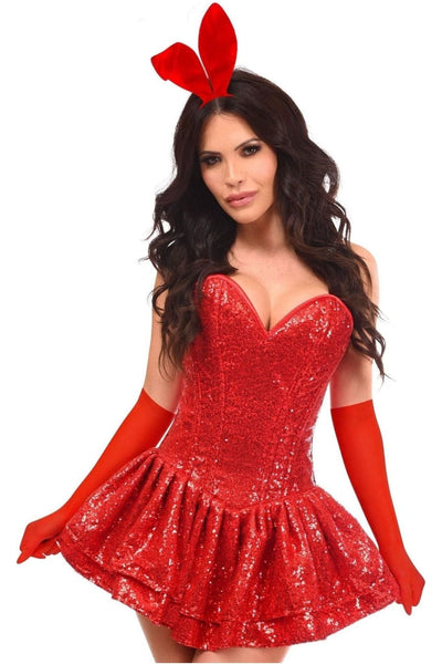 Top Drawer 4 PC Red Sequin Bunny Corset Dress Costume - Daisy Corsets