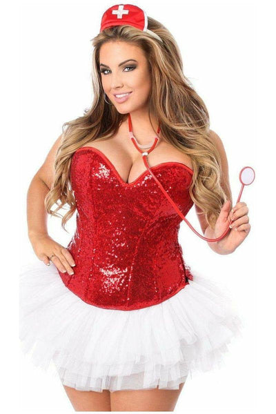 Top Drawer 4 PC Sequin Nurse Corset Costume - Daisy Corsets