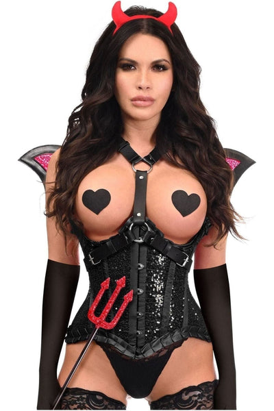 Top Drawer 5 PC Black Sequin Devil Harness Corset Costume - Daisy Corsets