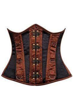Top Drawer Black & Brown Steel Boned Underbust Corset - Daisy Corsets