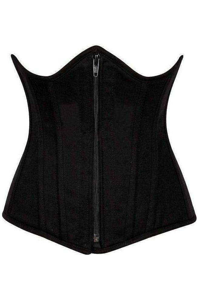 Top Drawer Black Cotton Underbust Steel Boned Corset - Daisy Corsets
