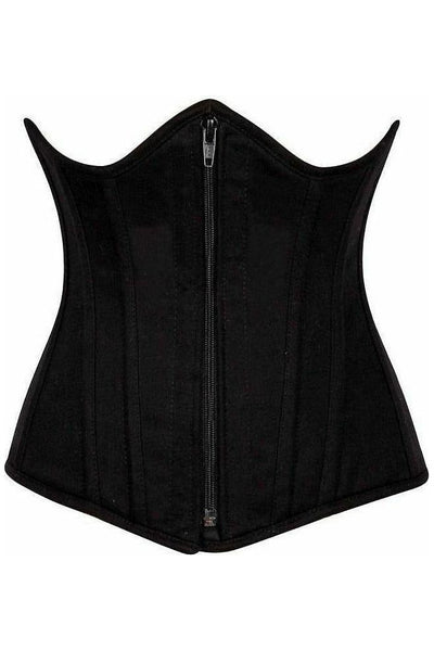 Top Drawer Black Cotton Underbust Steel Boned Corset - Daisy Corsets