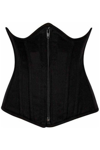 Top Drawer Black Cotton Underbust Steel Boned Corset - Daisy Corsets
