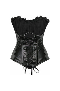 Top Drawer Black Faux Leather Lace - Up Steel Boned Corset - Daisy Corsets