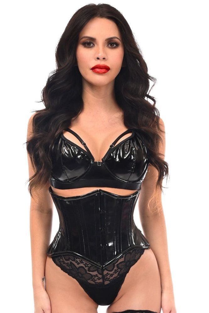 Daisy Corsets Top Drawer Black Patent PVC Vinyl Double Steel Boned ...