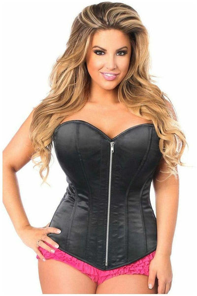 Top Drawer Black Satin Steel Boned Corset - Daisy Corsets