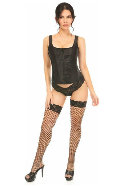 Top Drawer Black Satin Steel Boned Corset w/Straps - Daisy Corsets