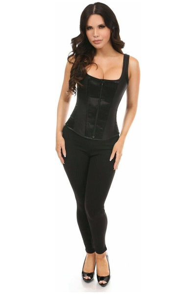 Top Drawer Black Satin Steel Boned Corset w/Straps - Daisy Corsets