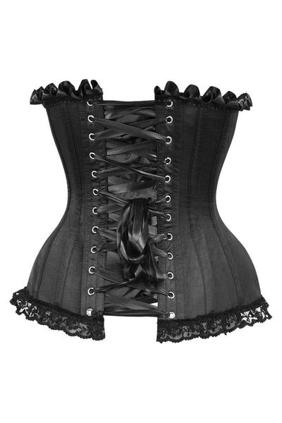 Top Drawer Black Satin Steel Boned Overbust Corset - Daisy Corsets
