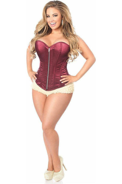 Top Drawer Bordeaux Satin Steel Boned Corset - Daisy Corsets