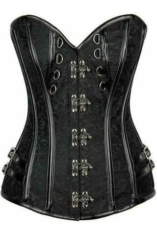 Top Drawer Brocade & Faux Leather Steel Boned Corset - Daisy Corsets
