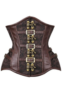 Top Drawer Brown Brocade Steampunk Steel Boned Underbust Corset - Daisy Corsets