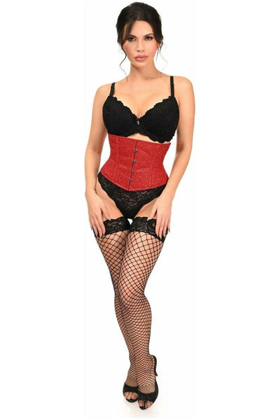 Top Drawer Cherry Bomb Glitter Steel Boned Mini Cincher - Daisy Corsets