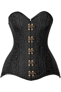 Top Drawer CURVY Black Brocade Double Steel Boned Overbust Corset - Daisy Corsets