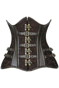 Top Drawer CURVY Brown Brocade Steampunk Steel Double Boned Under Bust Corset - Daisy Corsets