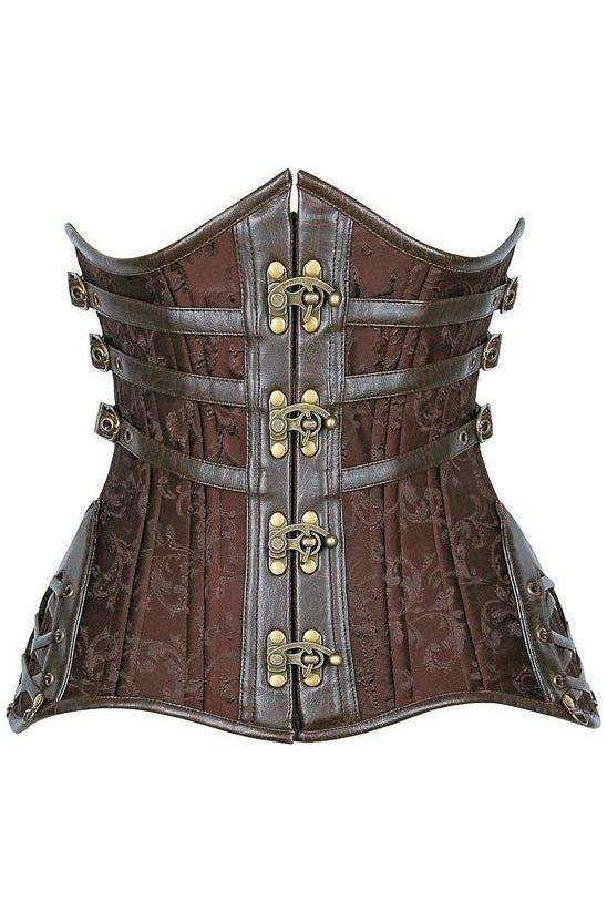 Top Drawer CURVY Brown Steampunk Steel Double Boned Under Bust Corset - Daisy Corsets