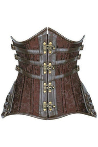 Top Drawer CURVY Brown Steampunk Steel Double Boned Under Bust Corset - Daisy Corsets