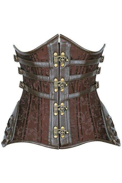 Top Drawer CURVY Brown Steampunk Steel Double Boned Under Bust Corset - Daisy Corsets