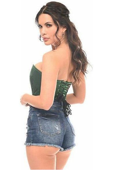 Top Drawer Dark Green Satin Steel Boned Corset - Daisy Corsets