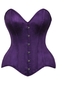 Top Drawer Dark Purple Satin Steel Boned Overbust Corset - Daisy Corsets