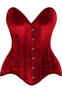 Top Drawer Dark Red Velvet Steel Boned Overbust Corset - Daisy Corsets