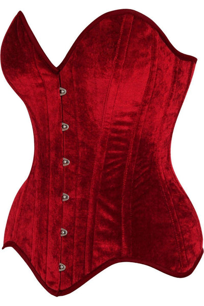 Top Drawer Dark Red Velvet Steel Boned Overbust Corset - Daisy Corsets