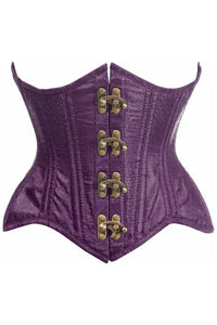 Top Drawer Double Steel Boned Plum Brocade Curvy Underbust Corset - Daisy Corsets