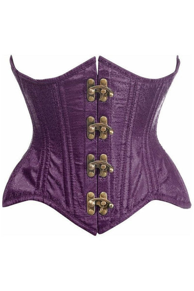 Top Drawer Double Steel Boned Plum Brocade Curvy Underbust Corset - Daisy Corsets