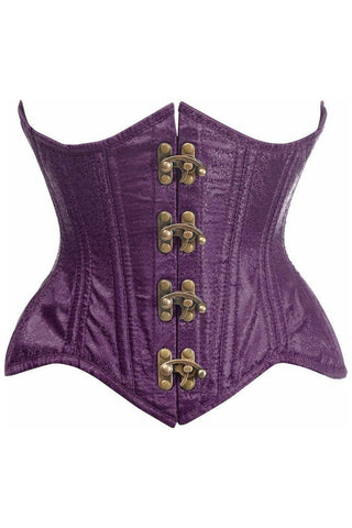 Top Drawer Double Steel Boned Plum Brocade Curvy Underbust Corset - Daisy Corsets