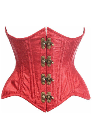 Top Drawer Double Steel Boned Wine Brocade Curvy Underbust Corset - Daisy Corsets