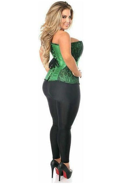 Top Drawer Emerald Brocade Steel Boned Corset w/Black Eyelash Lace - Daisy Corsets