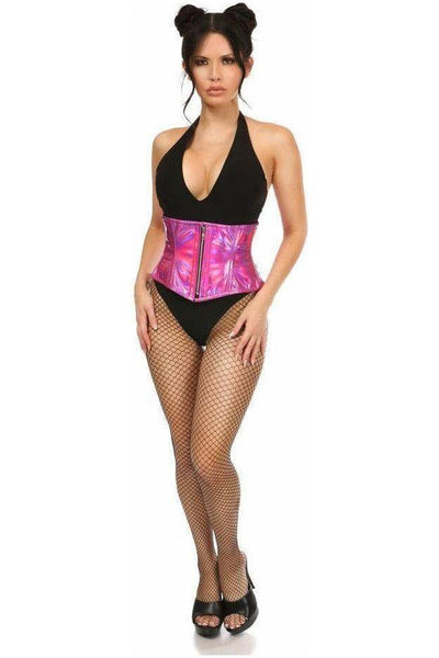 Top Drawer Fuchsia Holo Steel Boned Mini Cincher - Daisy Corsets