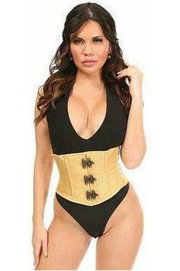 Top Drawer Gold Brocade Steel Boned Mini Cincher w/Clasps - Daisy Corsets