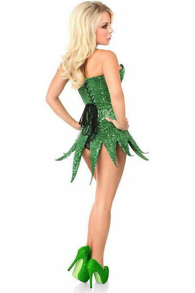 Top Drawer Green Sequin Steel Boned Corset Dress - Daisy Corsets