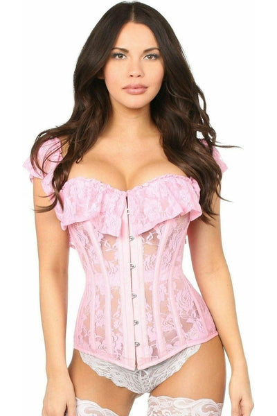 Top Drawer Lt Pink Sheer Lace Steel Boned Corset - Daisy Corsets