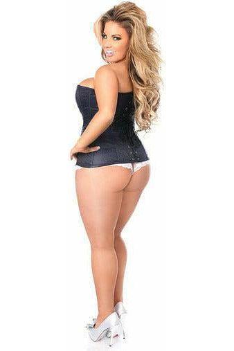 Top Drawer Navy Blue Brocade Steel Boned Corset - Daisy Corsets