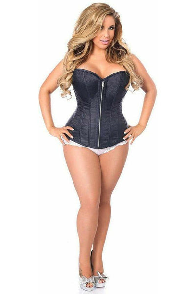 Top Drawer Navy Blue Brocade Steel Boned Corset - Daisy Corsets