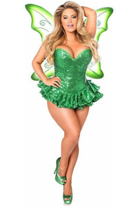Top Drawer Premium Sequin Green Fairy Corset Dress Costume - Daisy Corsets