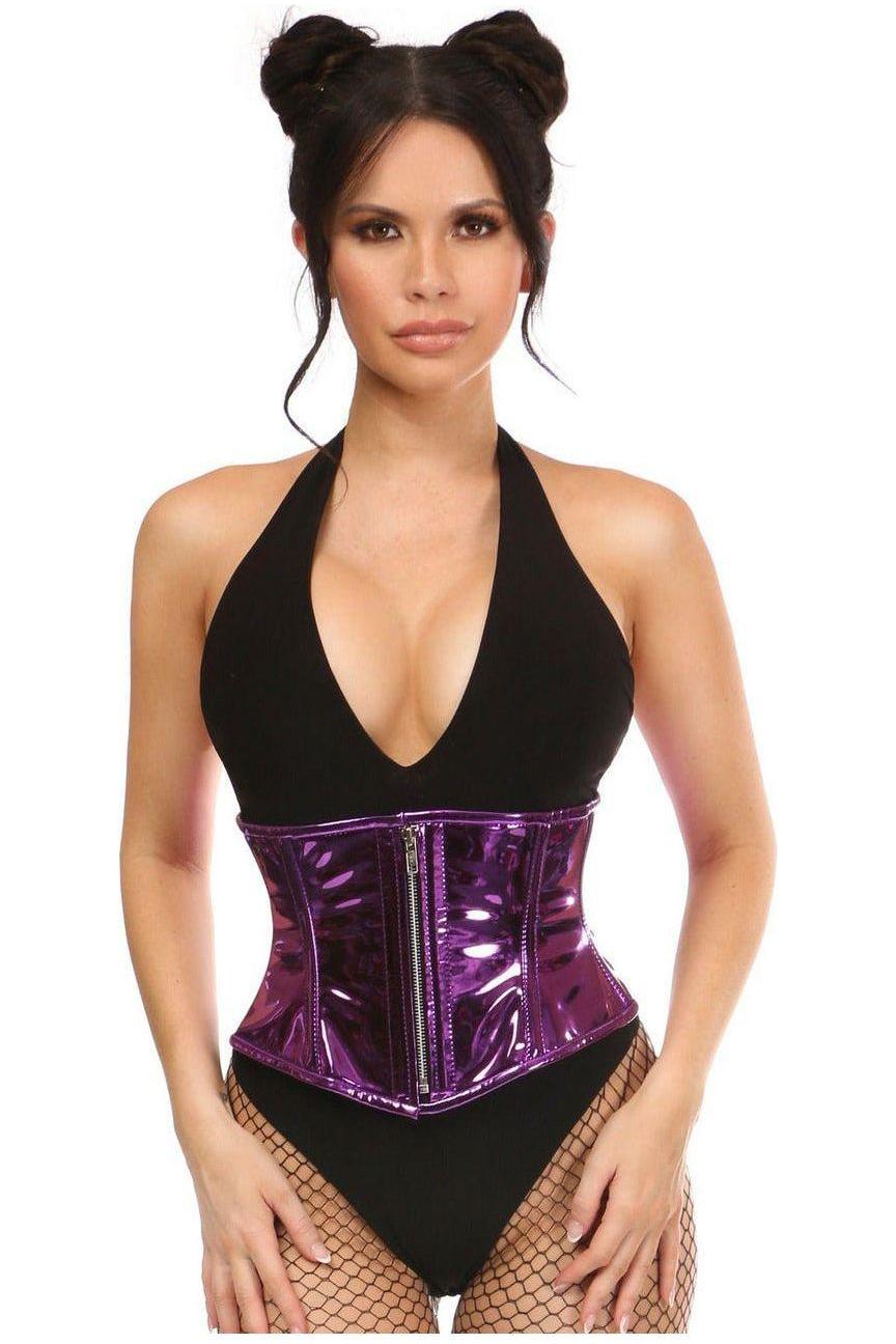 Top Drawer Purple Metallic Steel Boned Mini Cincher - Daisy Corsets