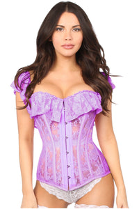 Top Drawer Purple Sheer Lace Steel Boned Corset - Daisy Corsets