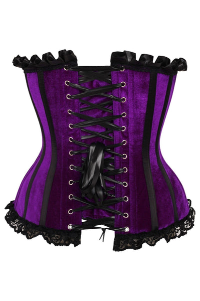 Top Drawer Purple Velvet Steel Boned Burlesque Corset - Daisy Corsets